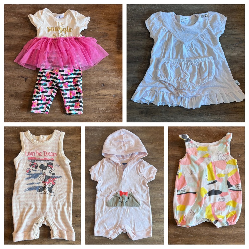 3-6M Lot. Nicole Miller, Old Navy, Rene Rofe, Burt’s Bees & Junk Food.